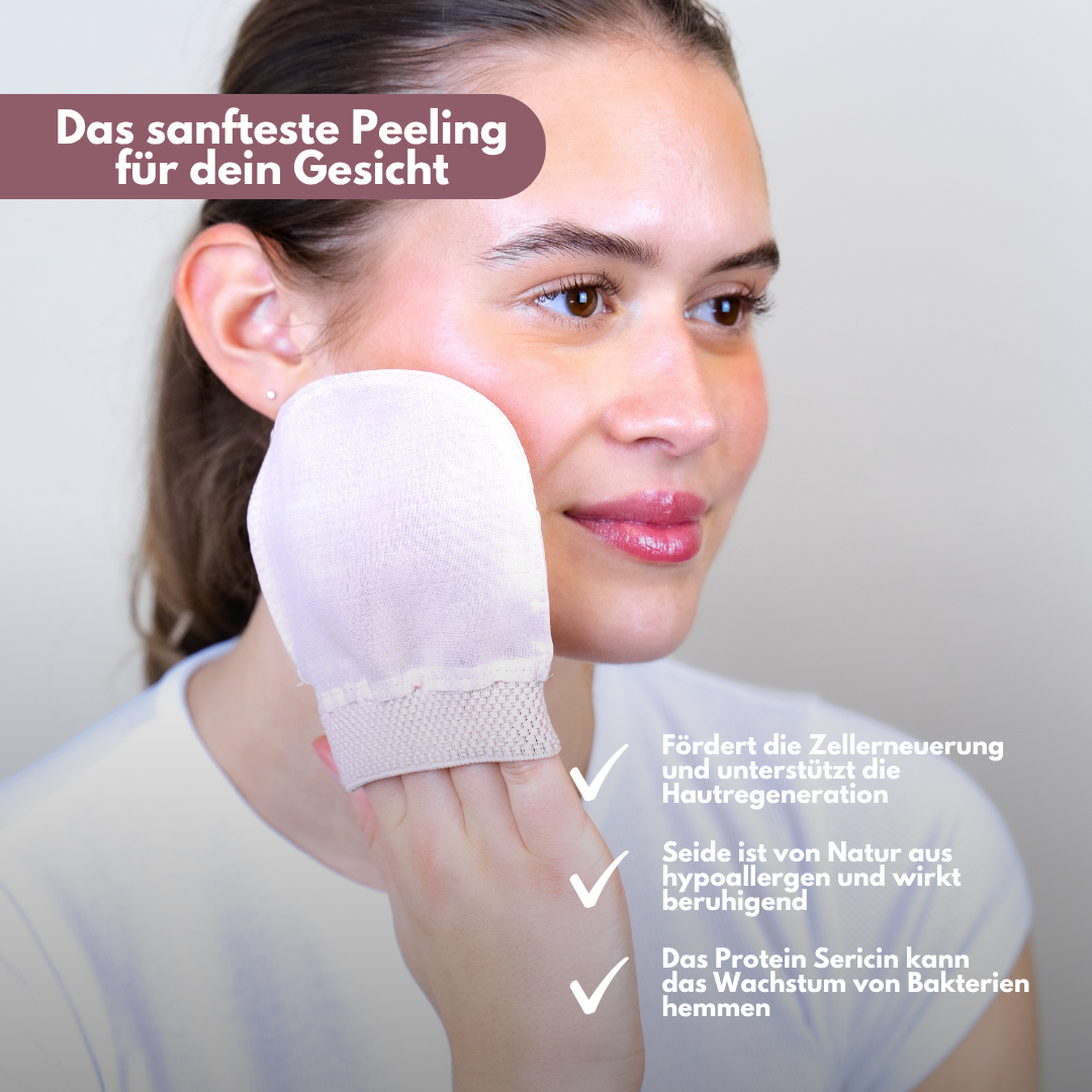 *NEU* Seiden Peelinghandschuh Gesicht & Dekolleté