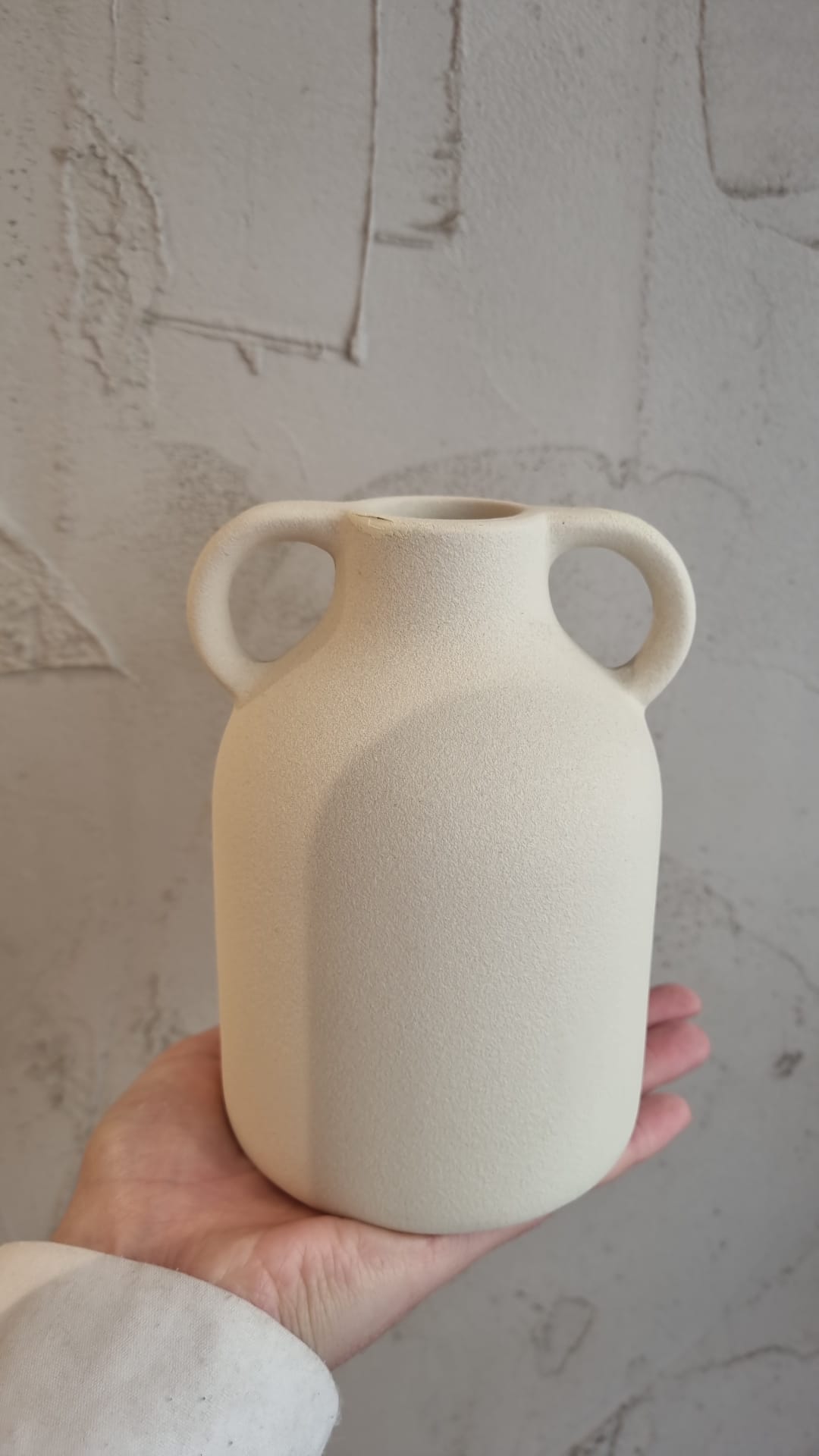 Terrakotta Vase beige halbrund klein